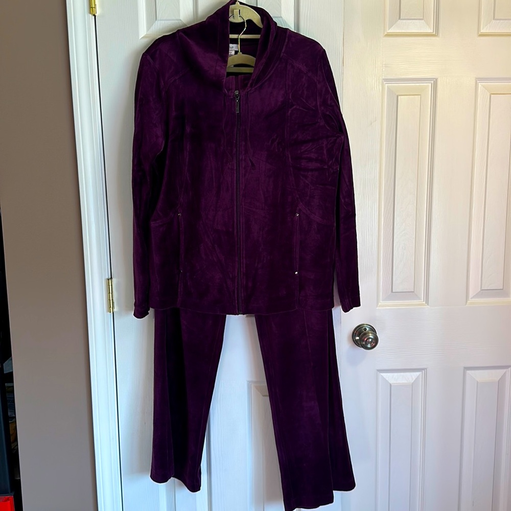 Kate Hill velour track/jogging suit XL Rich Purple